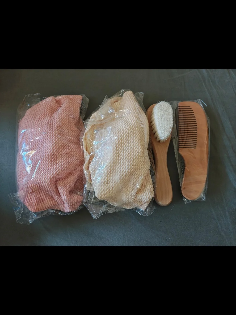 Bath Brush, Comb & Baby Headwrap Set - Pink & Cream
